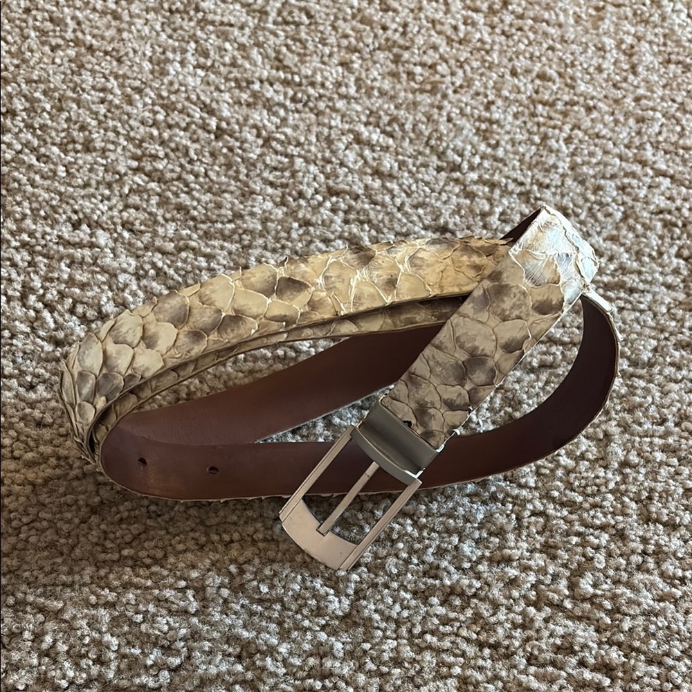 Snake Skin Leather Belt